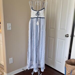 Lucky White and Blue Striped Maxi Dress